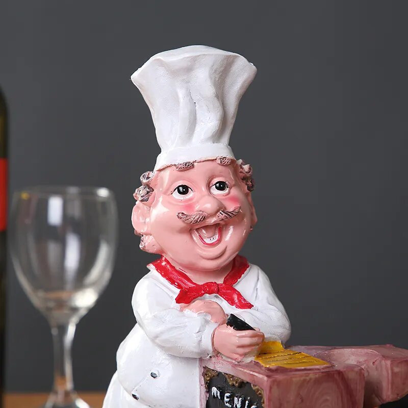 Creative Chef Wine Stand Decorative Resin Cook Statue Goblet Holder Bottle Home Bar Utility Drinking Ornament Craft Accessories