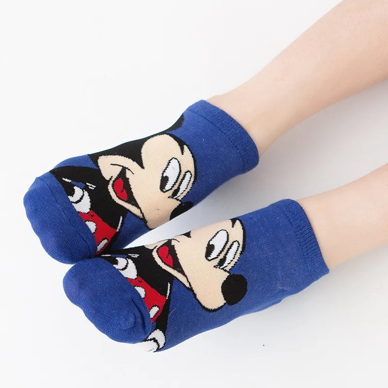 Disney 1pair women Boat socks Mickey cute cartoon Japanese Korean sweet cotton socks spring and summer wild short tube socks