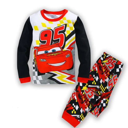 2pcs/set Spring Autumn Boys Girls Long Sleeved Lightning Mcqueen Sleepwear Kids Pajamas 95 Cars Cartoon Children's Pyjama