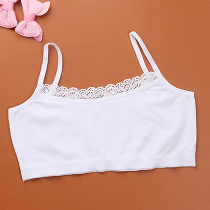 4pcs/Lot Children's Breast Care Girl Bra 8-14 Years Hipster Cotton Teens Teenage Underwear Summer Kids Lace Vest