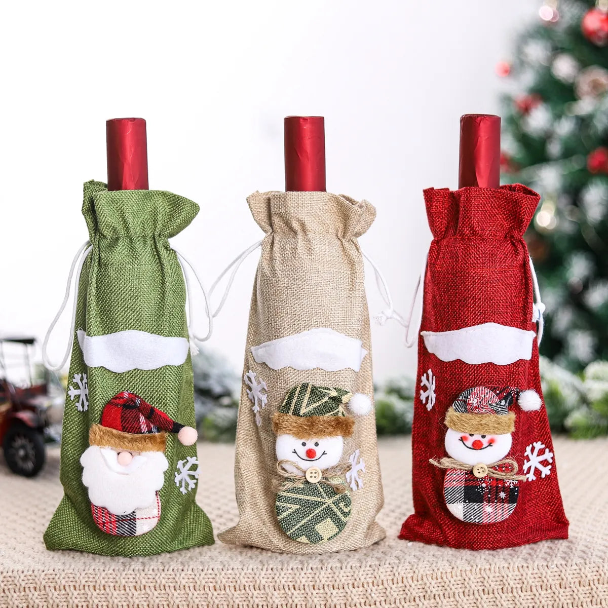 FengRise Christmas Decorations for Home Santa Claus Wine Bottle Cover Snowman Stocking Gift Holders Xmas Navidad Decor New Year