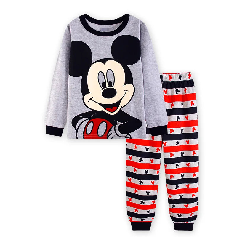 Disney Boys Long Sleeve Pajamas Kids Mickey Pajamas Baby Cotton Pajama Children Sleepwear Girls Clothing Sets Baby Wears