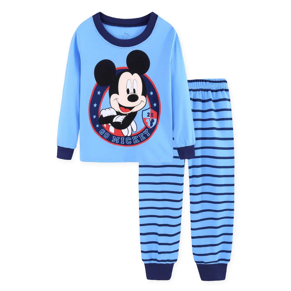 Disney Boys Long Sleeve Pajamas Kids Mickey Pajamas Baby Cotton Pajama Children Sleepwear Girls Clothing Sets Baby Wears