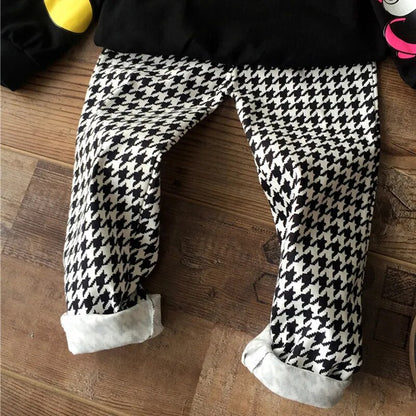 Girls Spring Autumn Pencil Pants Girls Houndstooth Leggings Classical Swallow Gird Skinny Tights Elastic Waist