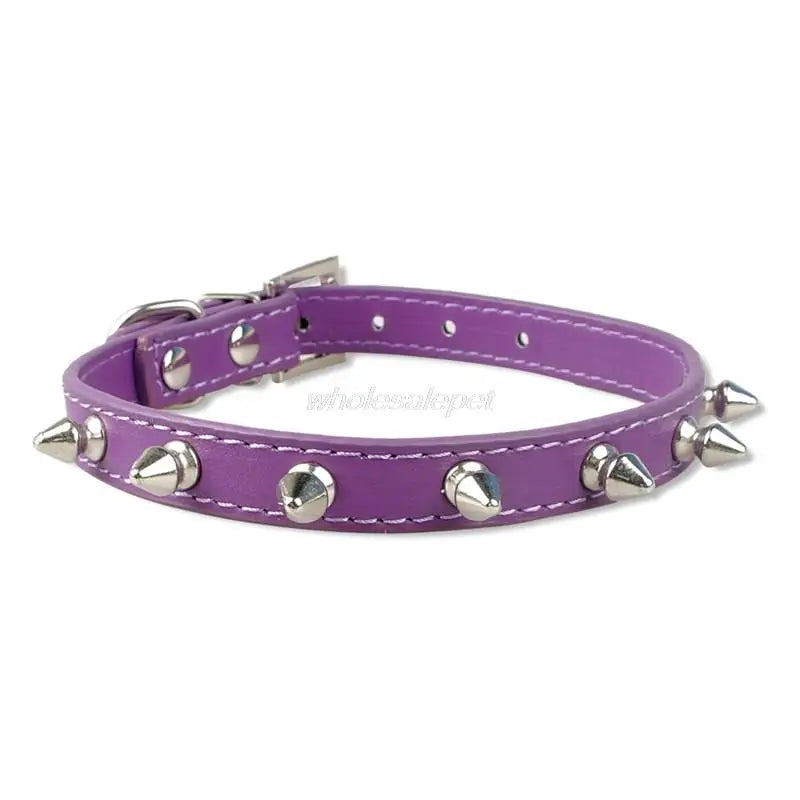 Dog Collar 1 Row Cute Rivets Studded Dog Collar Puppy Cat Collars For Small Dogs Chihuahua Yorkies Neck for 8-18" Pink Color