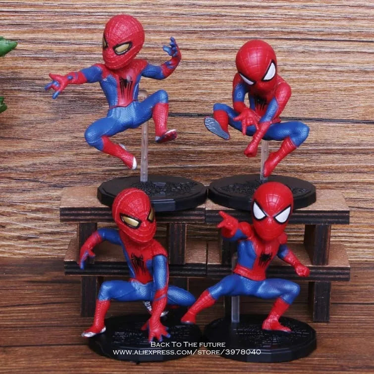 Disney Marvel Avengers Spider Man 4pcs/Set 6-8cm Action Figure Posture Anime Decoration Collection Figurine Toy Model Children