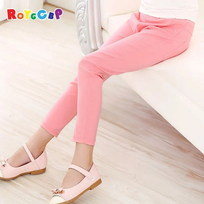 High Quality Spring Summer Fashion Children Kids Candy Color Pencil Girls Pants