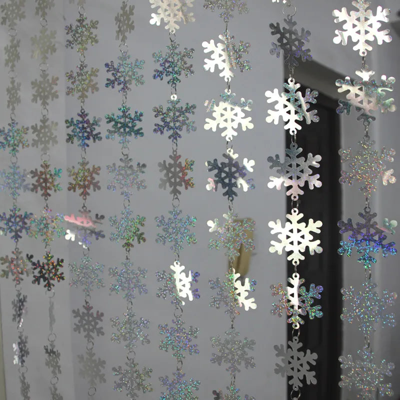 Christmas Decoration Home Curtain Snowflakes Laser sequins PVC Glitter Door Curtain Christmas tree Ornaments