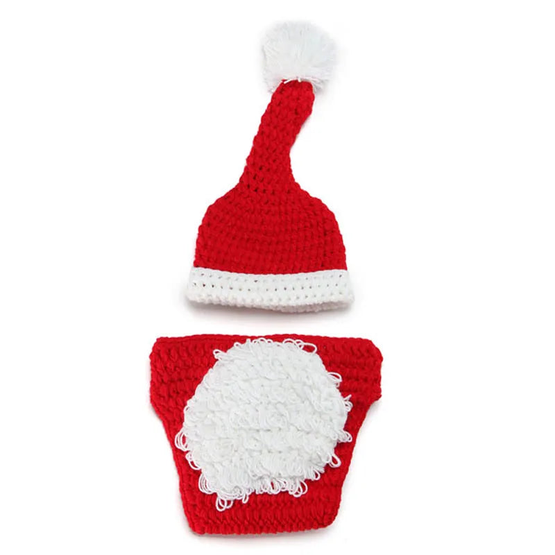 Newborn Infant Christmas hat and shorts set Handmade Knit baby Photography Photo Props Crochet hat 1set XDT-102