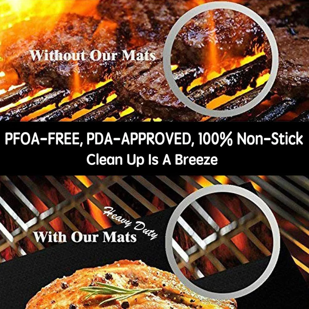 Non-stick BBQ Grill Mat 40*33cm Baking Mat BBQ Tools Cooking Grilling Sheet Heat Resistance Easily Cleaned Kitchen Tools