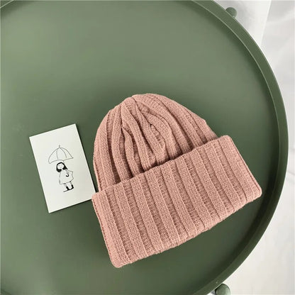 Autumn Winter Kids Boy Girl Solid Color Knitted Beanie Cap Crochet Baby Hats Bonnet Children's Accessories