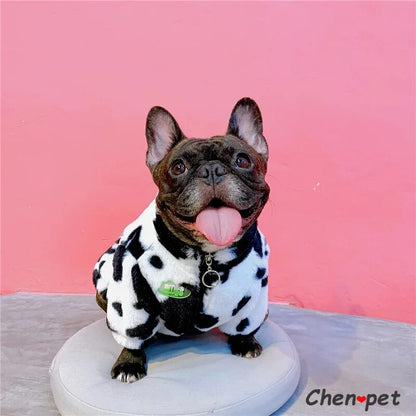 Super Soft Dog Clothes Puppy Cow Prints Coat Designer Dog Jacket for Small Medium Dog Pitbull French Bulldog Luxury Hoodie