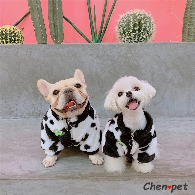 Super Soft Dog Clothes Puppy Cow Prints Coat Designer Dog Jacket for Small Medium Dog Pitbull French Bulldog Luxury Hoodie