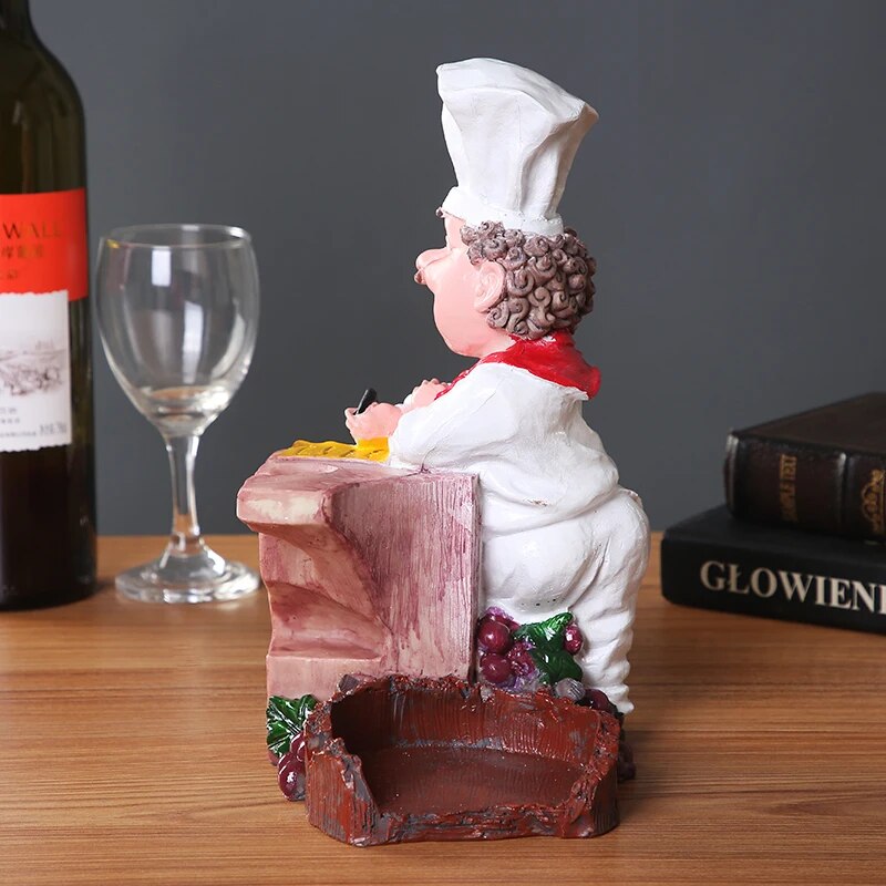 Creative Chef Wine Stand Decorative Resin Cook Statue Goblet Holder Bottle Home Bar Utility Drinking Ornament Craft Accessories