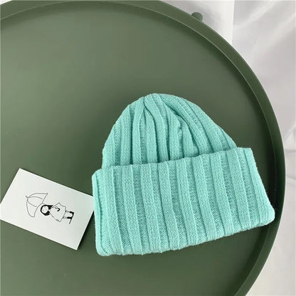 Autumn Winter Kids Boy Girl Solid Color Knitted Beanie Cap Crochet Baby Hats Bonnet Children's Accessories