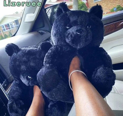 Winter Women Plush Teddy Bear Slippers Household Indoor Non-slip Artificial Fur Floor Home Thick Cotton Warm Shoes Cartoon Soft