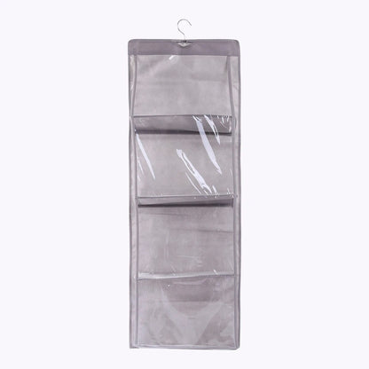 6 \8 Pockets Hanging Closet Organizer Clear Foldable Handbag Purse Storage Bag Bags Home Storage Organization with Hanger Pouch