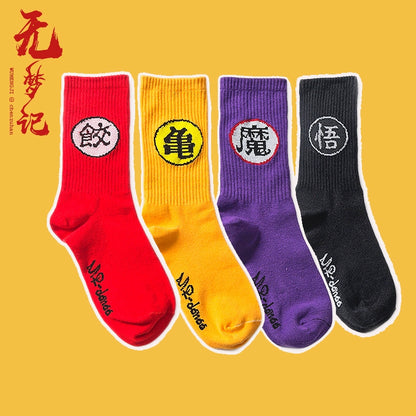 Dragon Ball Memories Childhood Series Socks Dreamless Chinese Style Pure Cotton Text Print Couple Socks Athletic Socks