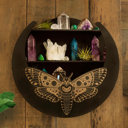 Shelf for Crystal Display Multi Layered Wooden Stand Moon Butterfly Hanging Wall Storage Boho Home Decor Living Room Accessories