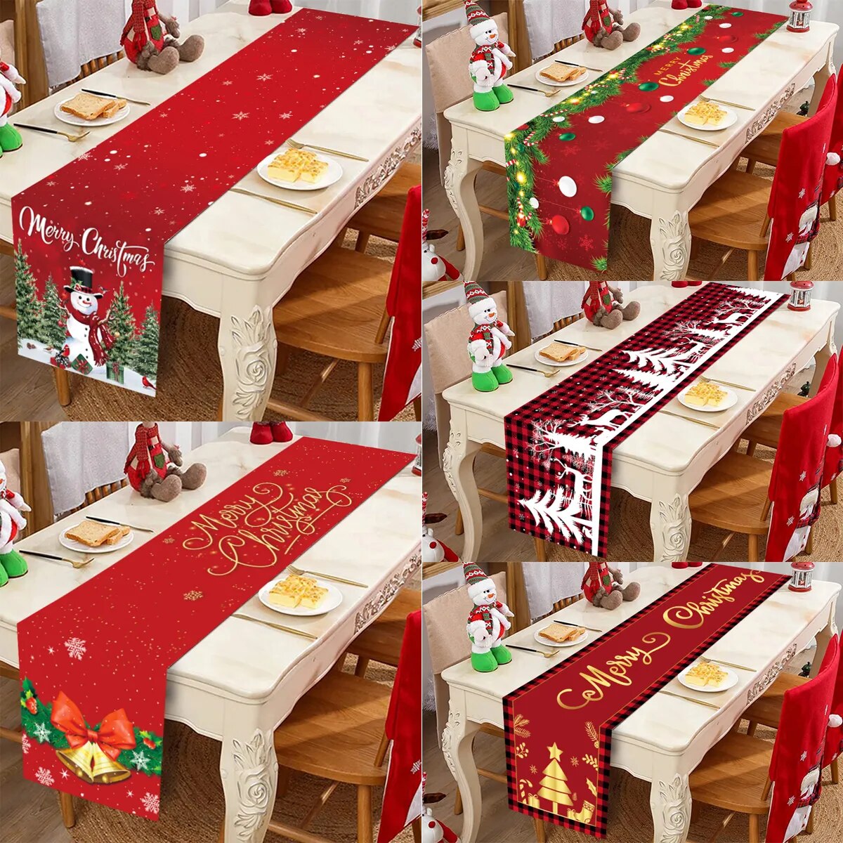 Christmas Table Runner Merry Christmas Decorations 2023 For Home Tablecloth Navidad Noel Kerst Xmas Gifts New Year 2024 Natal