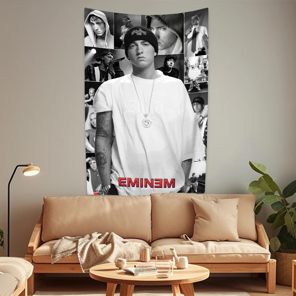 King Of Hip Hop Eminems Tapestry Rapper Singer Slim Shady Home Decor Wall Hanging Party Backdrop Univers Dorm Decor Friend Gift