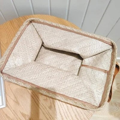 Jute Woven Storag Basket Foldable Clothes Organizer Basket with Handle Closet Organzier Washable Home Storage Organizser