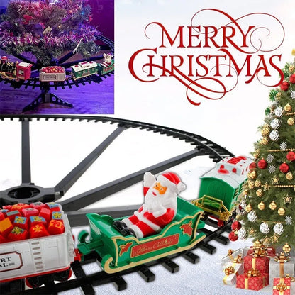 Christmas Tree Decoration Train Track Frame Railway Car with Sound&Light Rail Car Christmas Gifts Christmas Train Electric Toys