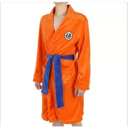 2024 Japan Anime Son Goku Cosplay Bathrobe Cartoon Kakarotto Pajamas Winter Keep Warm Soft Flannel Bathrobe for Unisex Cos Top