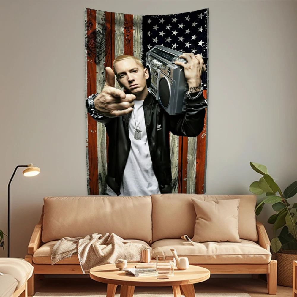 King Of Hip Hop Eminems Tapestry Rapper Singer Slim Shady Home Decor Wall Hanging Party Backdrop Univers Dorm Decor Friend Gift