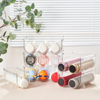 Transparent Water Bottle Organizer Stackable Bottle Storage Holder For Kitchen Vacuum Flask Holder Home Cabinet Organizer VC