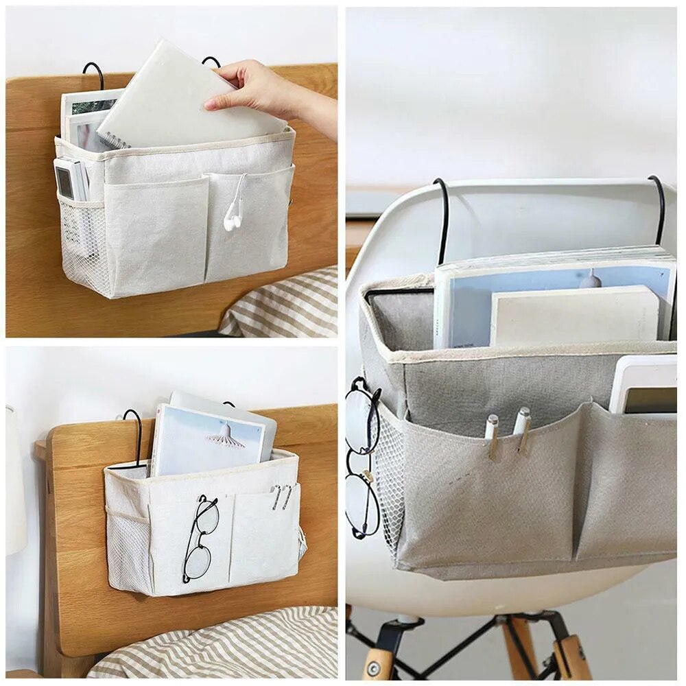 Bedside Hanging Pocket Storage Bag Bedroom Magazine Storage Pouch Diaper Caddy Toy Holder Baby Tissue Box Home Organizer