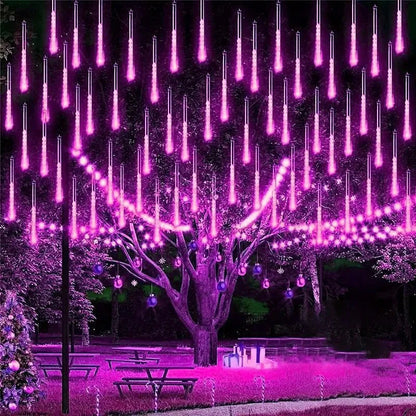 1Pack Meteor Shower Lights Outdoor 8 Tubes Falling Rain Lights Rain Lights for Party Christmas Tree Porch Yard Patio Roof Decor