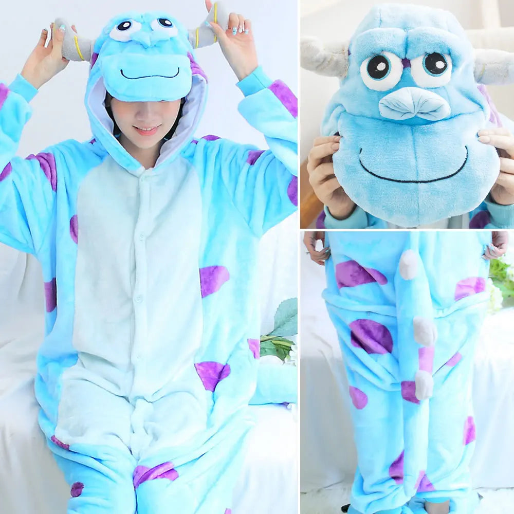 Pink Unicorn Adult Animal Pajamas Women Men Couple Cartoon Pajamas Suit Christmas Party Sleepwear Kigurumi Cosplay One Piece Costume