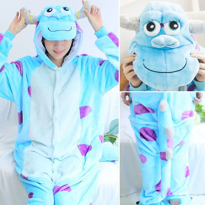 Pink Unicorn Adult Animal Pajamas Women Men Couple Cartoon Pajamas Suit Christmas Party Sleepwear Kigurumi Cosplay One Piece Costume