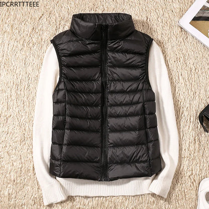 2023 New Women Sleeveless Women Slim Ultra Light Down Jacket Girl Portable Lightweight Vests Windproof Warm Waistcoat