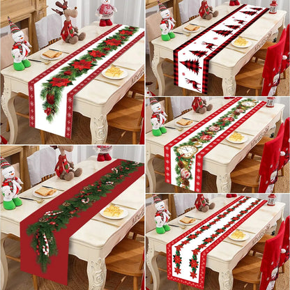 Christmas Table Runner Cloth Merry Christmas Decoration for Home 2023 Tablecloth Xmas Ornament Navidad Natal New Year Gift 2024