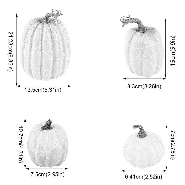 7pcs Pumpkin Desktop Ornament Decorations New Faux Pumpkins White Halloween Fall Home Decoration Creative Garden Decorative