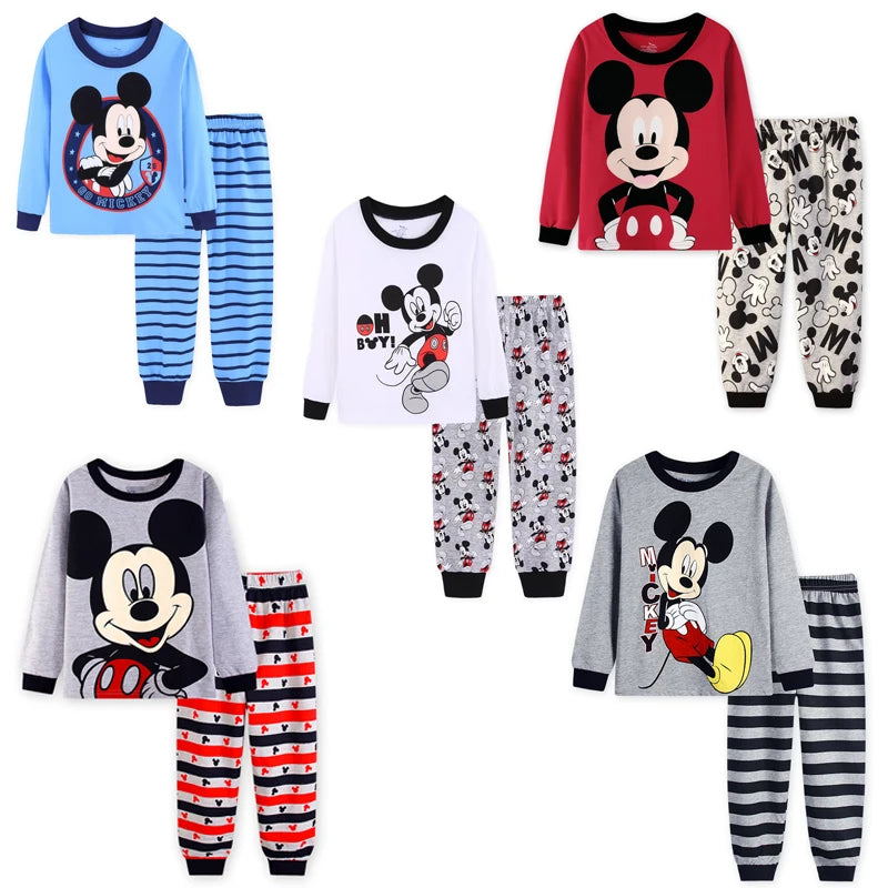 Disney Boys Long Sleeve Pajamas Kids Mickey Pajamas Baby Cotton Pajama Children Sleepwear Girls Clothing Sets Baby Wears