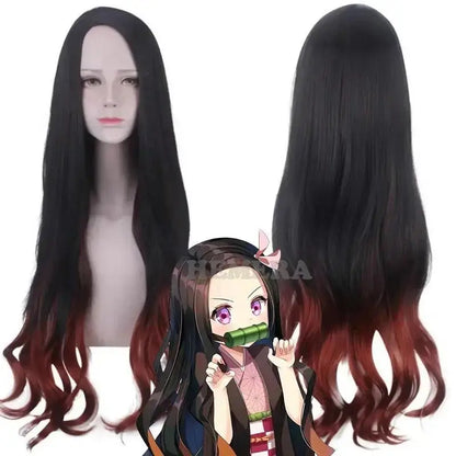 Kamado Nezuko Cosplay Costume Anime Kimono Kamado Nezuko Wig Uniform Halloween Women Kids Clothes