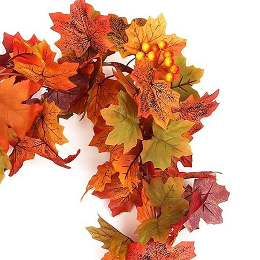 Halloween Scene Layout Artificial Fall Maple Leaf Garland Fake Plant Autumn Leave Vine For Home Thanksgiving Halloween Decor