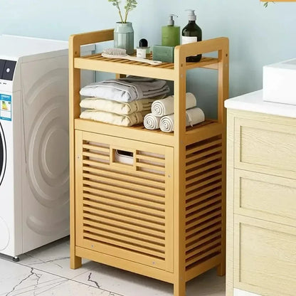 Wooden Laundry Hamper 3/4 Tier Wooden Dirty Clothes Storage Basket Rack With Tilt Out Baskets Bathroom Bamboo Laundry Baskets ﻿