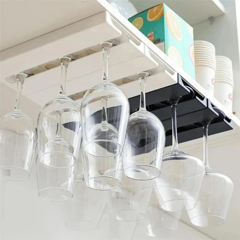 Kitchen Cabinet Free Punching Holder Wine Glass Rack Multi-Function Classification Stemware Cup organizer Hanging Holder shelf