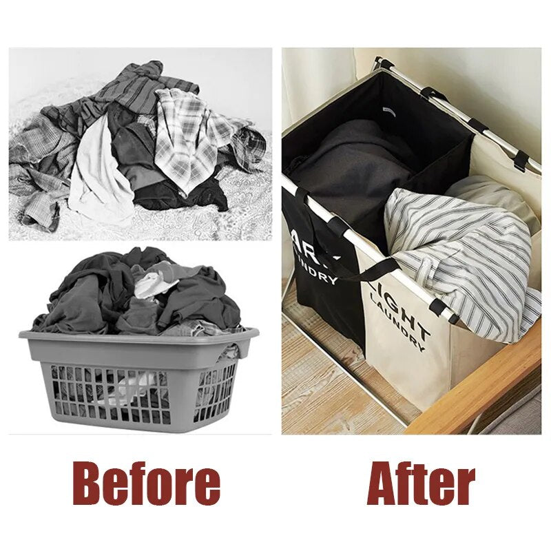 Large Laundry Basket Three Foldable Grid Organizer Basket Waterproof Dirty Clothes Toys Organizers Home Laundry Basket Storage