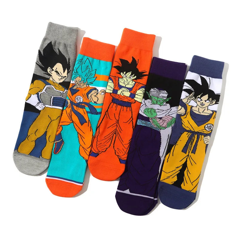 Cartoon Anime Dragon Ball Z Large Size Men's Socks With Print Figures Frieza Piccolo Goku Sports Socks For Boy Gift