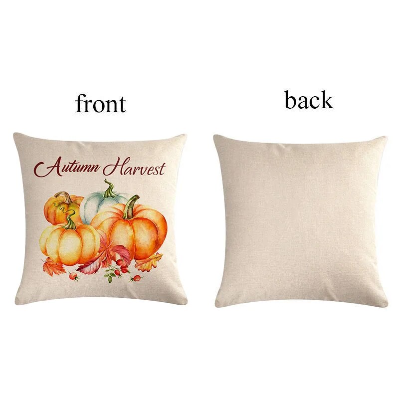 4Pcs Leaves Spirit Pumpkin And Red Truck Throw Cushion Covers Autumn Harvest Thanksgiving Decorative Pillowcase