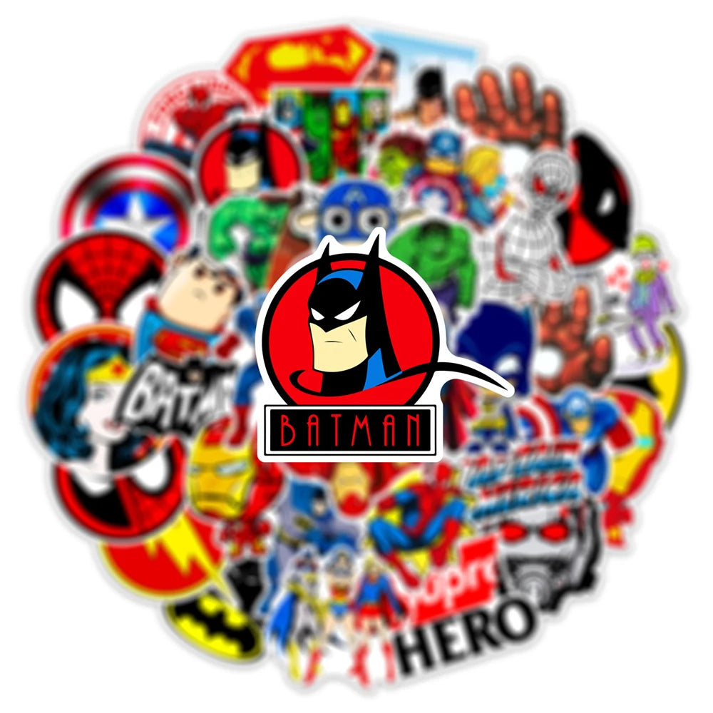 10/30/50PCS Disney Marvel The Avengers Cute Super Hero Cartoon Stickers Graffiti DIY Phone Laptop Bike Waterproof Kids Sticker