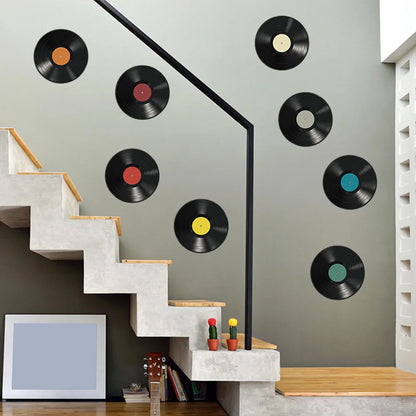 8PCS Vinyl Record Wall Stickers DIY Transfer Belt Decal Mural Living Room Bedroom Home Restaurant Bar Decoration