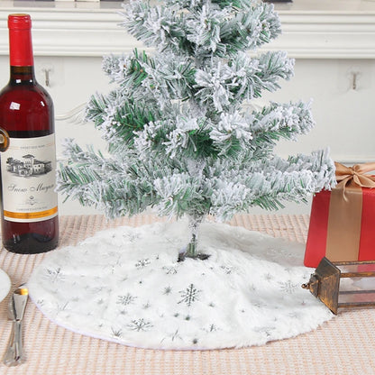 Mini 40cm Christmas Tree Skirt Desktop Xmas Tree Snowflake White Fur Base Mat Carpet 2024 Christmas Decorations For Home Navidad