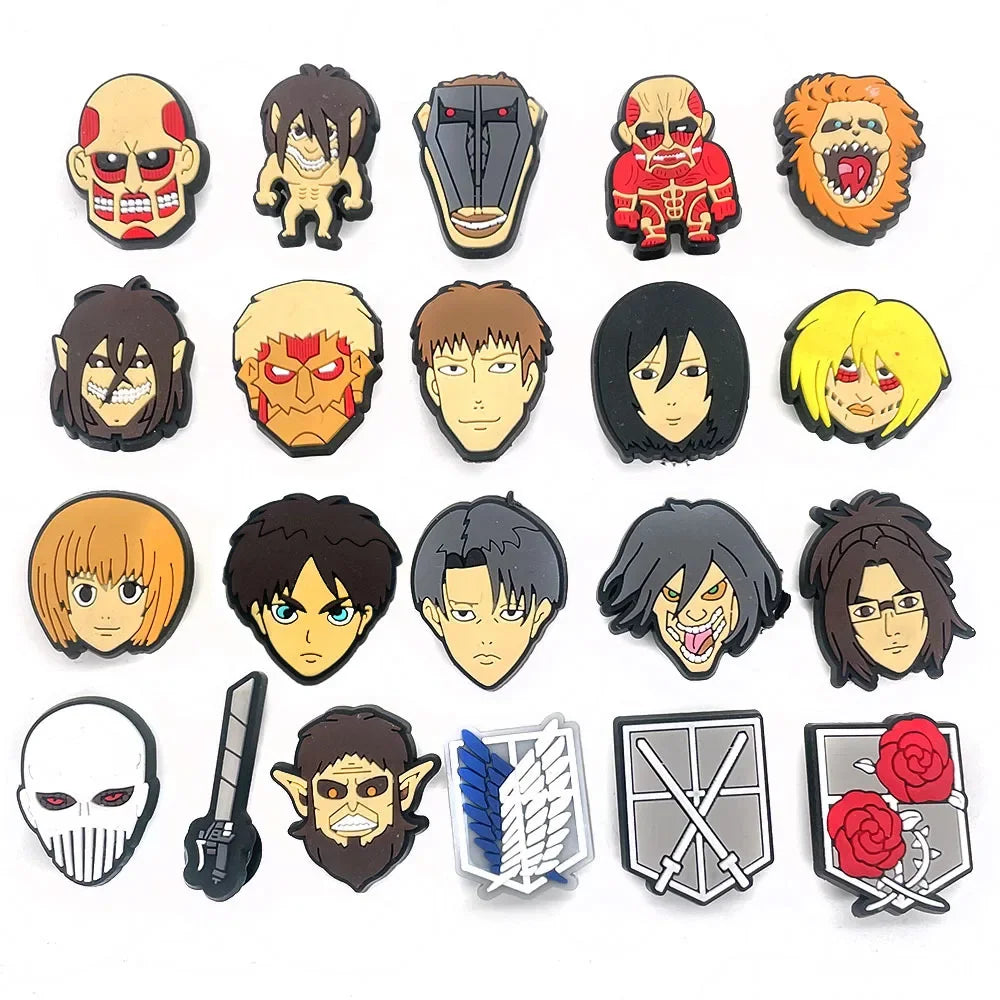 Attack on Titan Shoe Charms for Croc Accessories Cartoon PVC Shoe Decorations  Buckle for Kids Party Adults Gifts