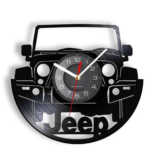 American Automobile Sport Utility VehicleRe-purposed Record Clock Garage Artwork Auto Moto Car Inspired Vinyl Record Timepieces